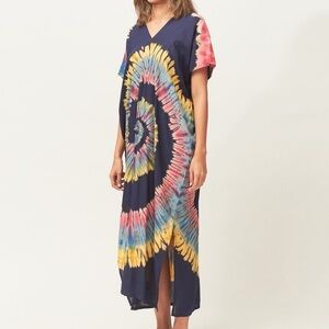 Tie dye maxi dress resort summer casual Onesize